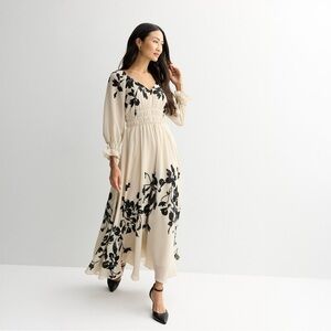 Taylor Women’s Floral Chiffon V-Neck Long Ruffle Cuff Sleeve Fit & Flare Dress